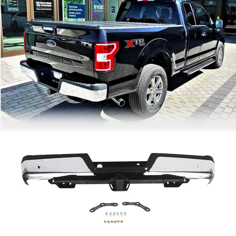 Rear Step Bumper Replacement For 15-20 Ford F-150 With Tow Hitch& Park Hole