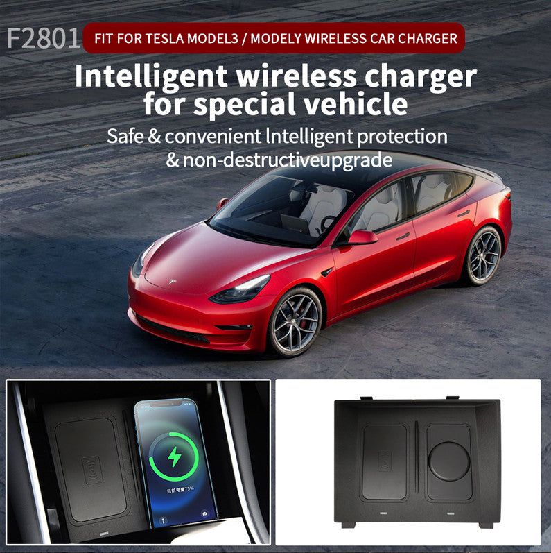 Qi Wireless Car Fast Charger For Tesla Model 3/Model Y