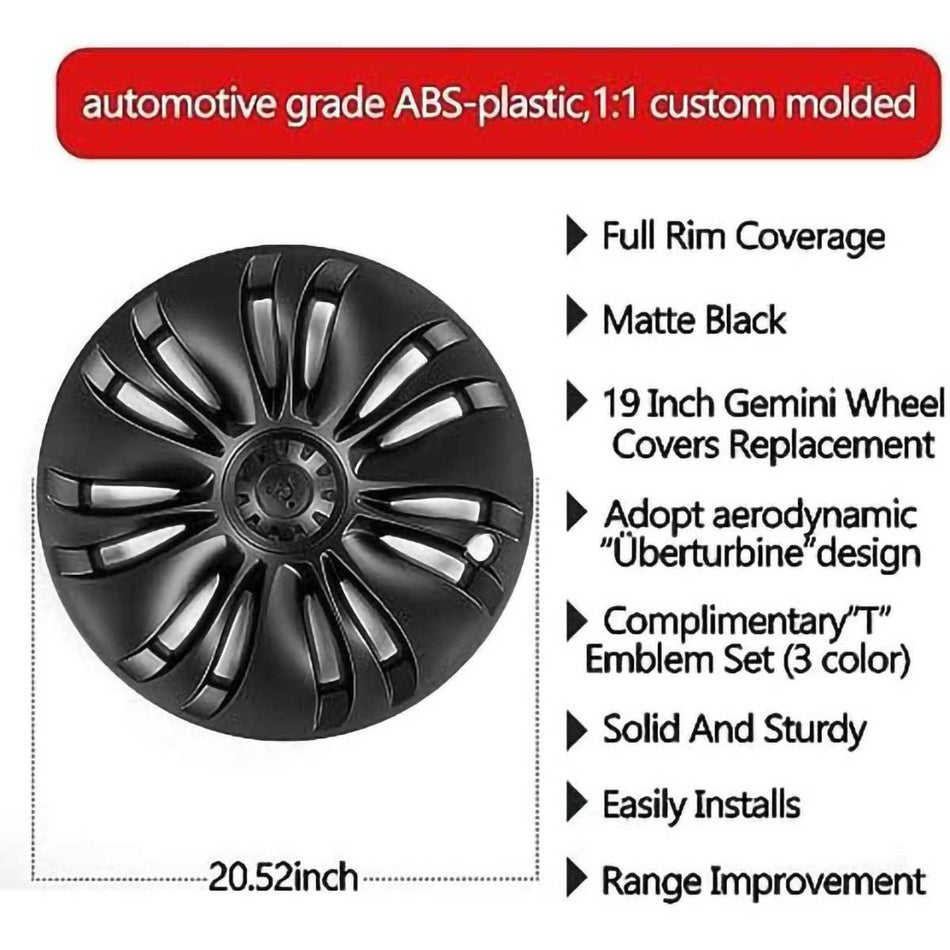 4PCS wheel hub cover protective cover 19 inch compatible with Tesla Model Y